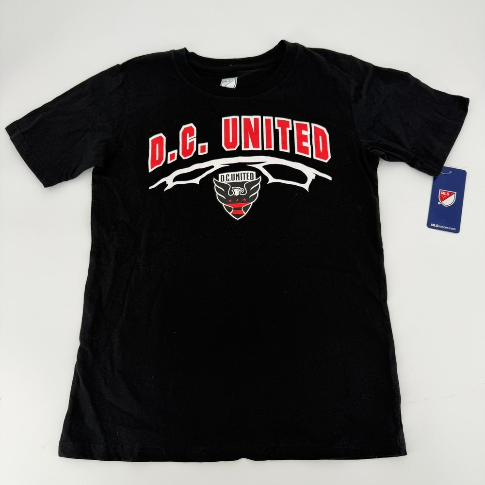 MLS DC United Soccer Graphic Tee Modern Boys Size Large 12/14 Black Short Sleeve